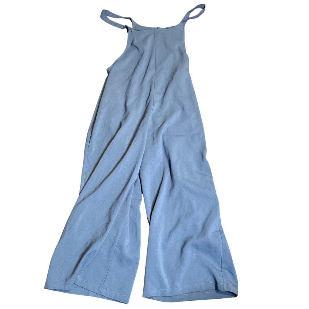 Shinestar Dusty Blue Wide Leg Jumpsut, Sleeveless Flowy, Women's Large
